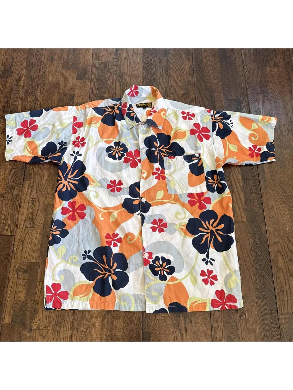 Reliq Hawaiian Shirt — XL — Floral — 100% Cotton — Excellent Condition!